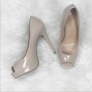 Guess Patches Platform Pump Peep Toe Heels Opentoe